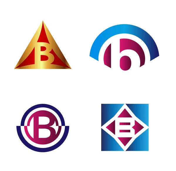 Satz von Alphabet-Symbolen und Buchstabenelementen b, z. B. b-Logo — Stockvektor