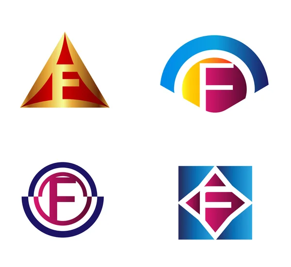 Satz von Alphabet-Symbolen und Buchstabenelementen f, z. B. f-Logo — Stockvektor