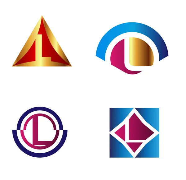 Vector illustration of abstract icons based on the letter L — Stock Vector