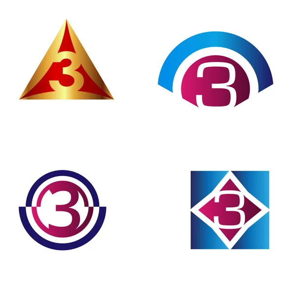 番号のロゴ デザイン。ロゴ 3 ベクトル テンプレート — ストックベクタ