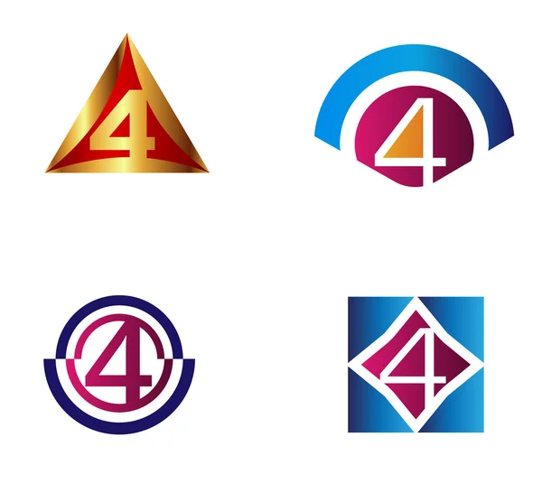 Abstrakt ikoner för nummer 4-logotypen — Stock vektor