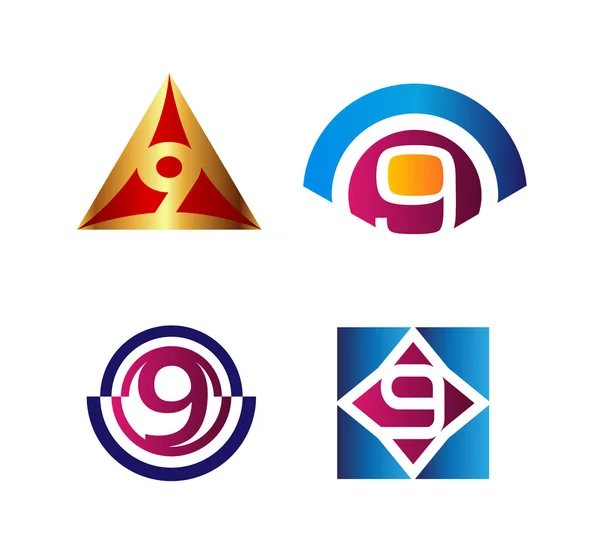 9, číslo sedm logo, symbolu, ikonu, prvek šablony návrhu vektorové grafiky, plochý — Stockový vektor