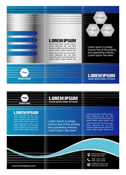 Niebieski tri-fold biznes broszura szablonu projektu — Wektor stockowy