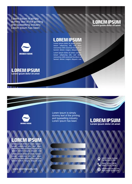 Niebieski broszura tri krotnie szablon — Wektor stockowy