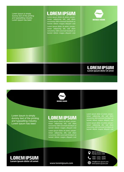 Zielony broszura tri krotnie szablon — Wektor stockowy