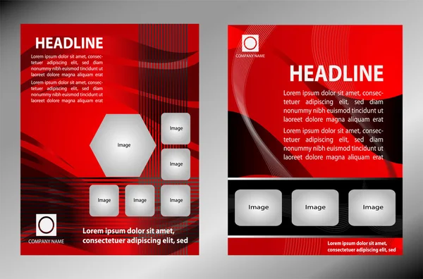Set of Red brochure flyer design — Stock Vector