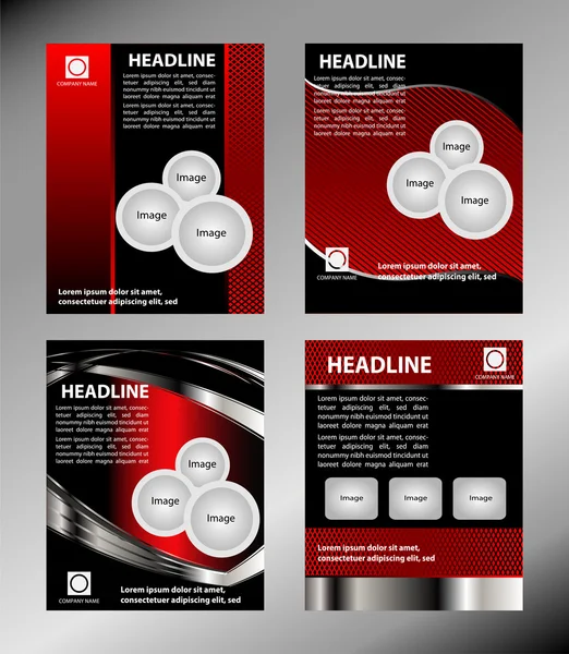 Red vector brochure  booklet cover design templates collection — Stock Vector
