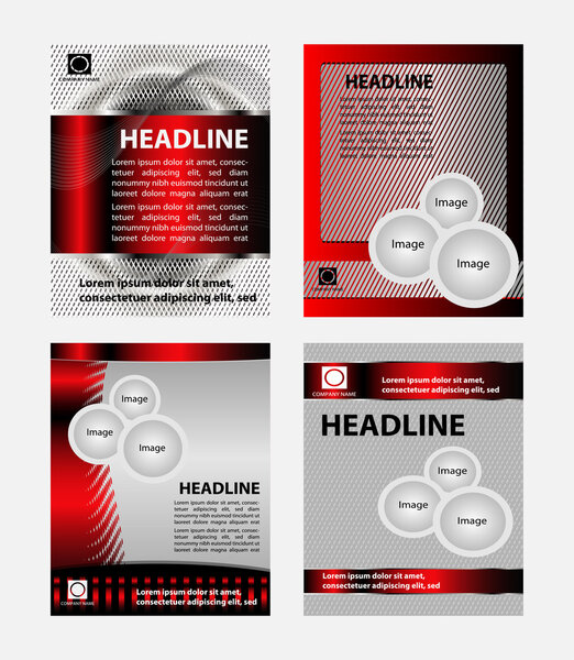 Red vector brochure  booklet cover design templates collection