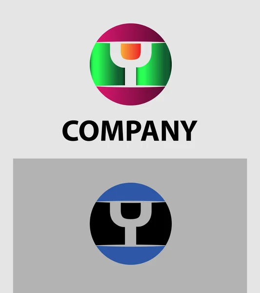 Set of two isolated stylish Y symbol graphic elements V logo — Stock Vector