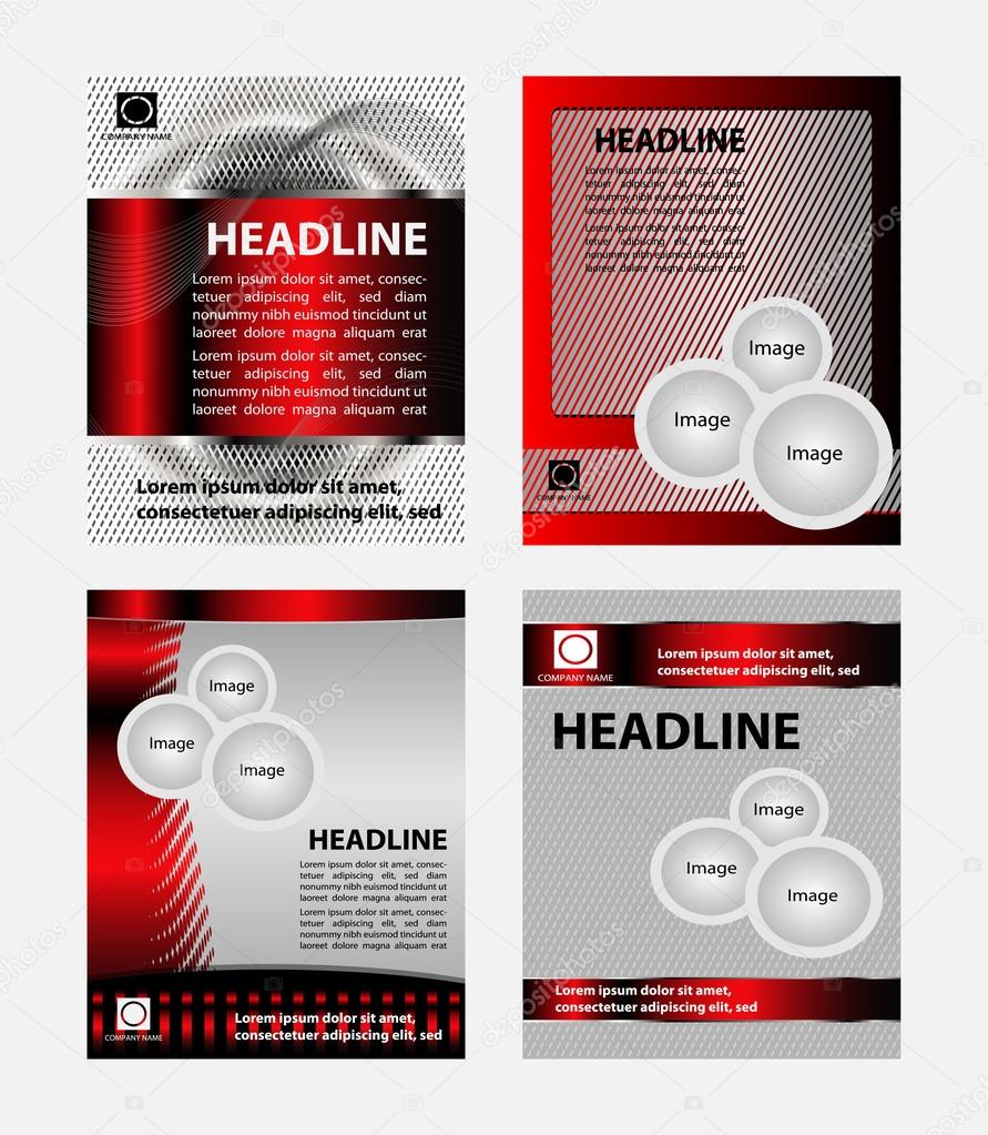 Red vector brochure  booklet cover design templates collection