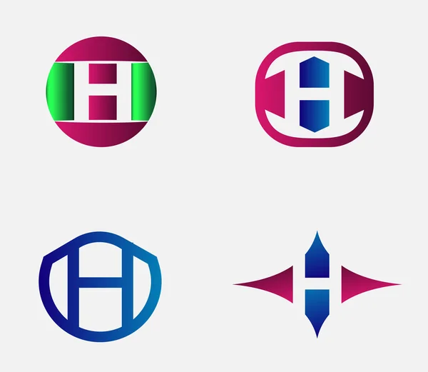 Set of letter H logo icons design template elements. Collection of vector signs — Stock Vector