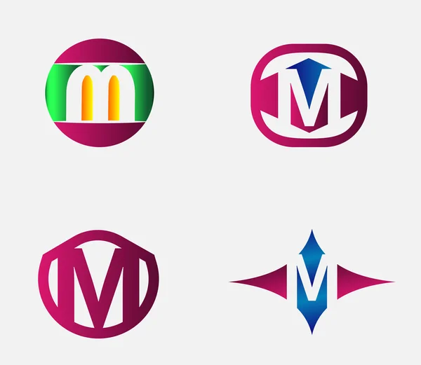 Modelo de design de logotipo redondo M abstrato. Símbolo criativo vetorial —  Vetores de Stock