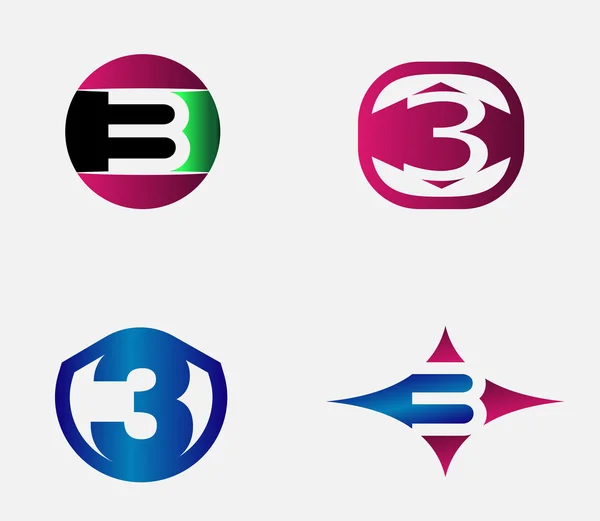 3 abecedy písmo číslo abstraktní, logo, symbolu, ikony, grafika, vektor — Stockový vektor