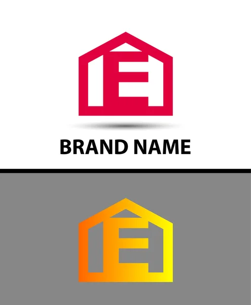 Logo huruf e dengan ikon rumah - Stok Vektor