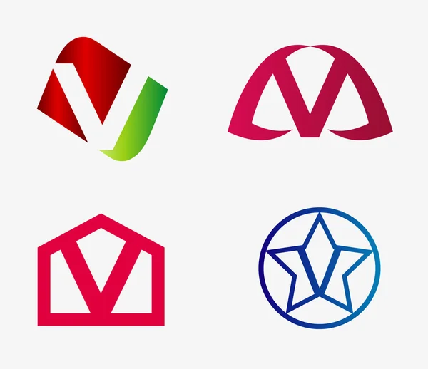 Letra v icono del logotipo conjunto — Archivo Imágenes Vectoriales