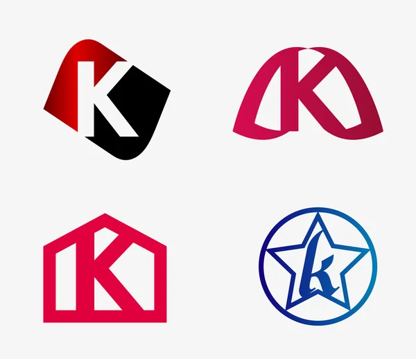 Modello di design del logo K rotondo astratto. Set di simboli creativi vettoriali — Vettoriale Stock