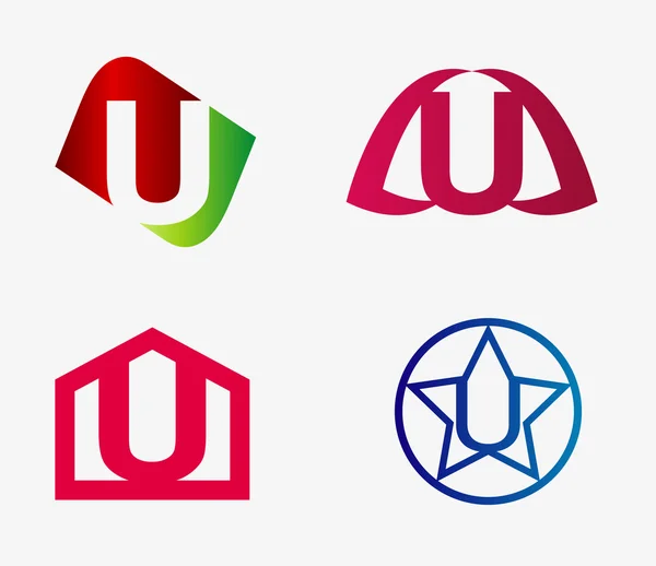 Lettera u logo icona set — Vettoriale Stock