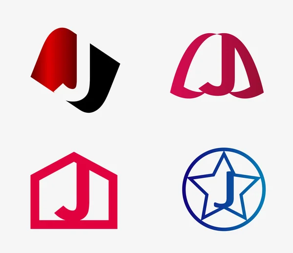 Serie di icone astratte vettoriali basate sulla lettera j — Vettoriale Stock