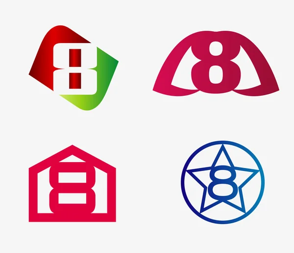 Modello logo numero otto. Set di icone astratte — Vettoriale Stock