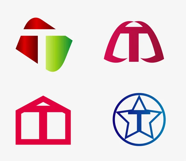Letra t icono del logotipo conjunto — Vector de stock