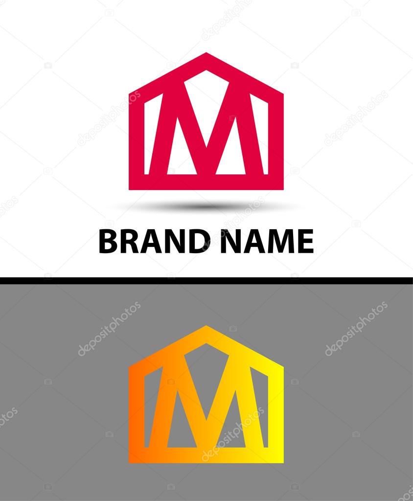 Letter M logo, real estate symbol