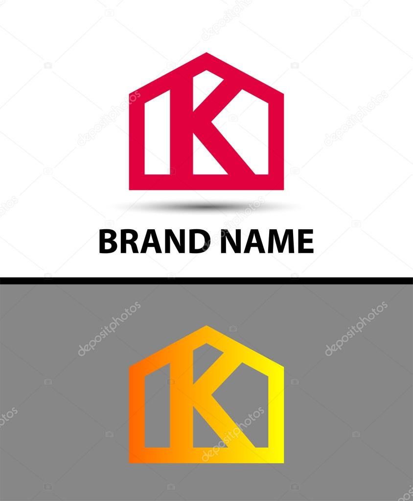 Letter k logo, real estate symbol