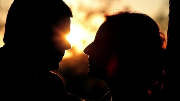 Ciuman saat matahari terbenam — Stok Video