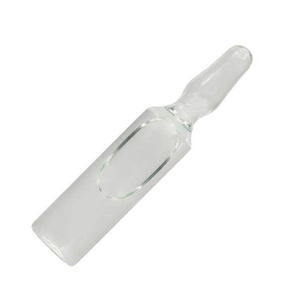 Medizinische Ampulle Aus Klarem Glas Isoliert Auf Weißem Hintergrund — Stockfoto