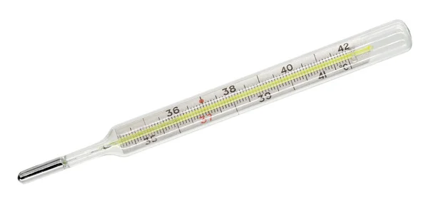 Tıbbi Cıva Termometresi Beyaz Bir Zeminde Izole Edilmiş — Stok fotoğraf