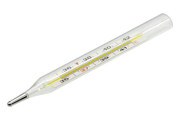 Медичний Ртутний Термометр Ізольований Білому Фоні — стокове фото