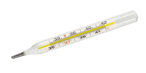 Tıbbi Cıva Termometresi Beyaz Bir Zeminde Izole Edilmiş — Stok fotoğraf