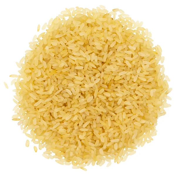 Daire Şeklinde Pirinç Tohumları Kapat Üst Görünüm Beyaz Arkaplanda Izole — Stok fotoğraf