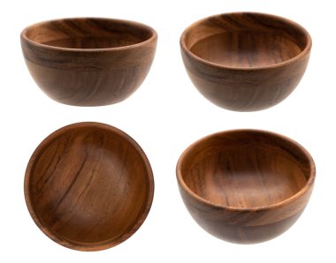 Tahta kase beyaza izole edilmiş. Üst görünüm