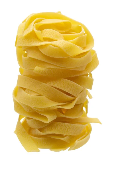 Ιταλικά Ζυμαρικά Φετουτσίνι Φωλιές Απομονώνονται Λευκό Φόντο Pasta Tagliatelle Κορυφαία — Φωτογραφία Αρχείου