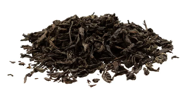 乾燥した紅茶の葉は白い背景に隔離されます トップ表示 — ストック写真