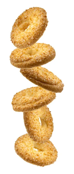 Biscoitos Manteiga Voadora Isolados Fundo Branco Coleção Biscoitos Voadores — Fotografia de Stock