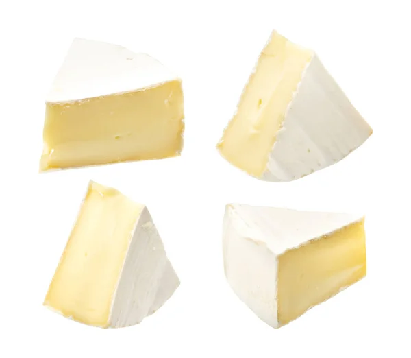 Queso Camembert Brie Aislado Sobre Fondo Blanco Queso Blando Cubierto —  Fotos de Stock