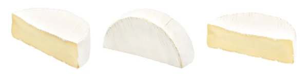 Queijo Camembert Brie Isolado Sobre Fundo Branco Queijo Macio Coberto — Fotografia de Stock