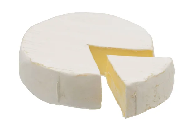 Queijo Camembert Brie Isolado Sobre Fundo Branco Queijo Macio Coberto — Fotografia de Stock