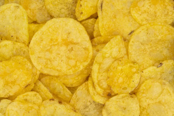 Ropogós Chips Snack Textúra Háttér Első Látásra Lapos Fektetés — Stock Fotó