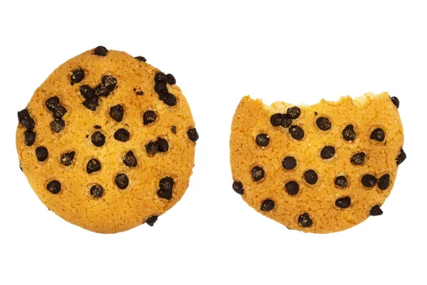 Zelfgemaakte Chocolade Chip Koekjes Geïsoleerd Witte Achtergrond — Stockfoto