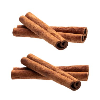 Tarçın çubukları gölgesiz beyaz arkaplanda izole