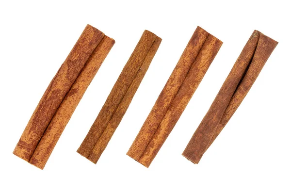Cinnamon Sticks Isolated White Background Shadow Top View — Stock Photo, Image