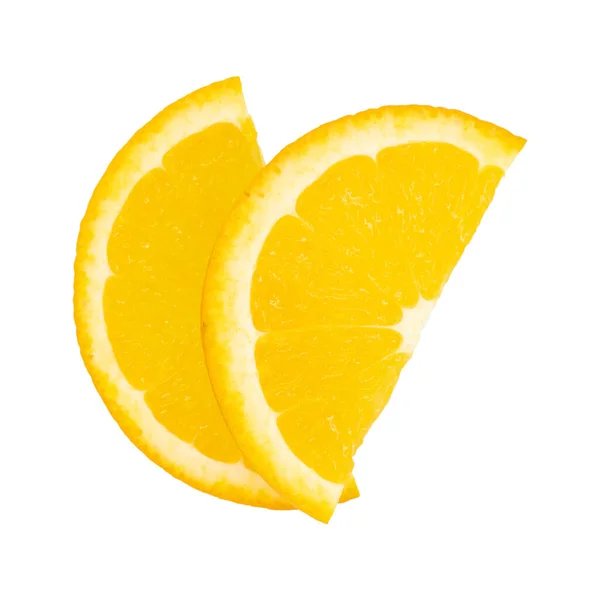 Horní Pohled Zralé Plátky Pomerančové Citrusové Plody Izolované Bílém Pozadí — Stock fotografie