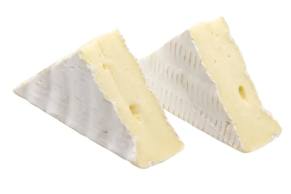 Camembert Oder Brie Käse Isoliert Auf Weißem Hintergrund Weichkäse Bedeckt — Stockfoto