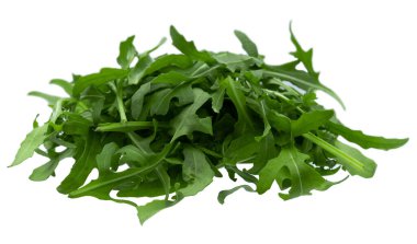 Taze roka yeşil yaprakları yığını, yaklaşın. Beyaz arkaplanda izole