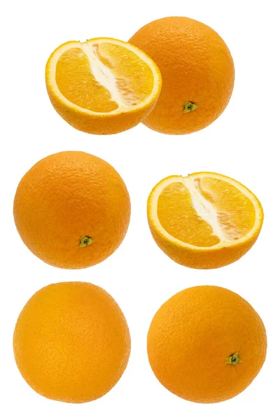 Set Orange Fruit Whole Half Sliced Orange Isolated White Background — Stock Photo, Image