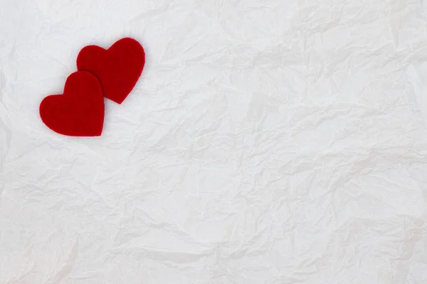 Corazón Decorativo Rojo Sobre Fondo Papel Blanco Día San Valentín — Foto de Stock