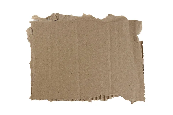 Porwany Kawałek Kartonu Odizolowany Białym Tle Tektura Podartymi Krawędziami Widok — Zdjęcie stockowe