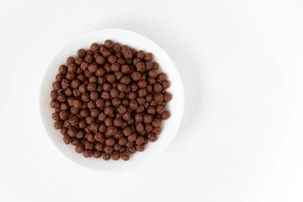 Bol Céréales Chocolat Isolé Sur Fond Blanc Boules Chocolat Petit — Photo